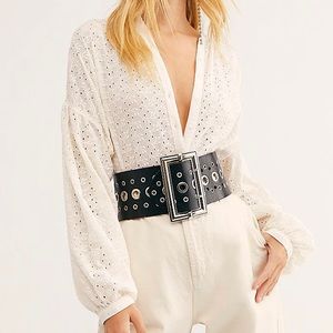 NWOT Free People Maddison Eyelet Blouse White